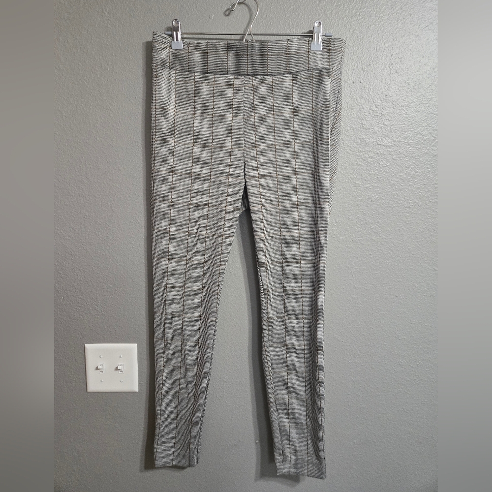 Loft Pull On Plaid Houndstooth Ankle Skinny Pants Size Medium - Picture 2 of 15